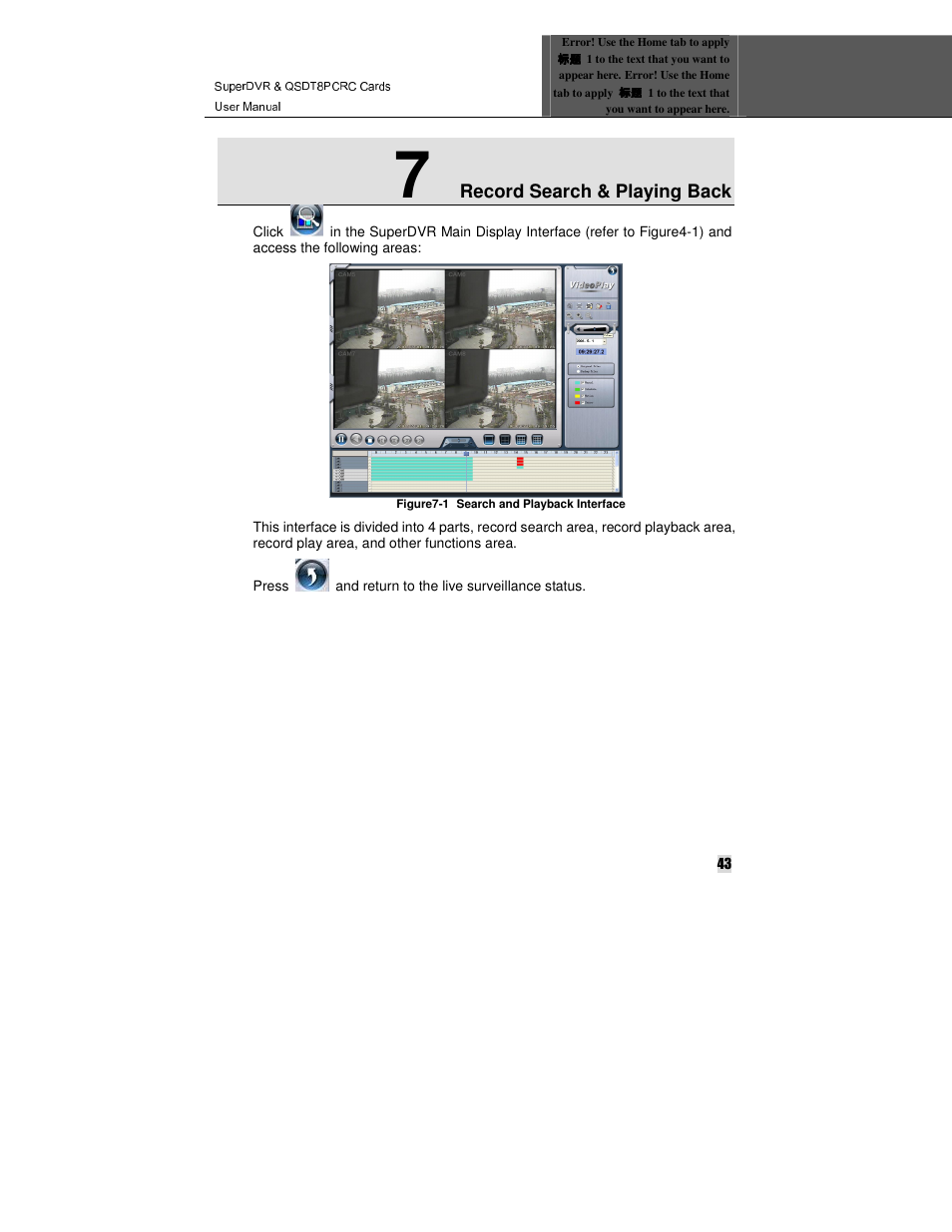 Record search & playing back | Q-See QSDT8PCRC User Manual | Page 43 / 104