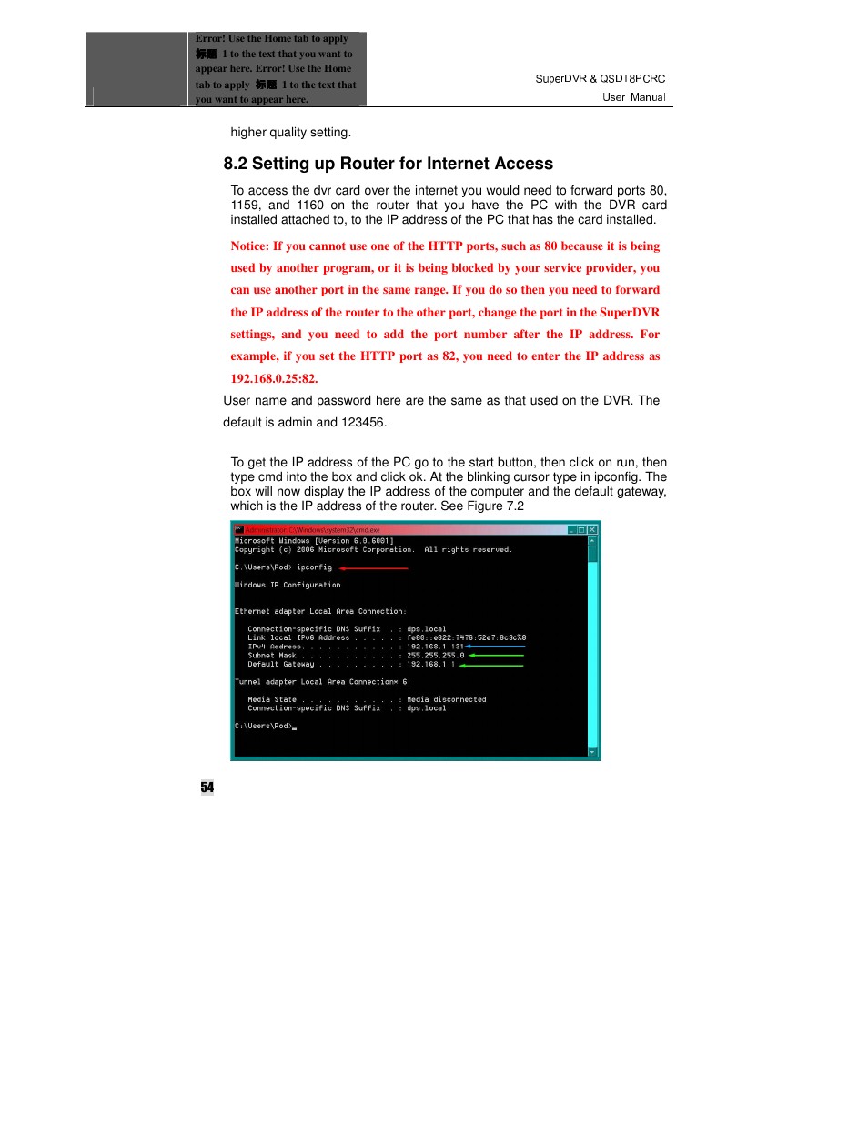 2 setting up router for internet access | Q-See QSDT8PCRC User Manual | Page 54 / 104