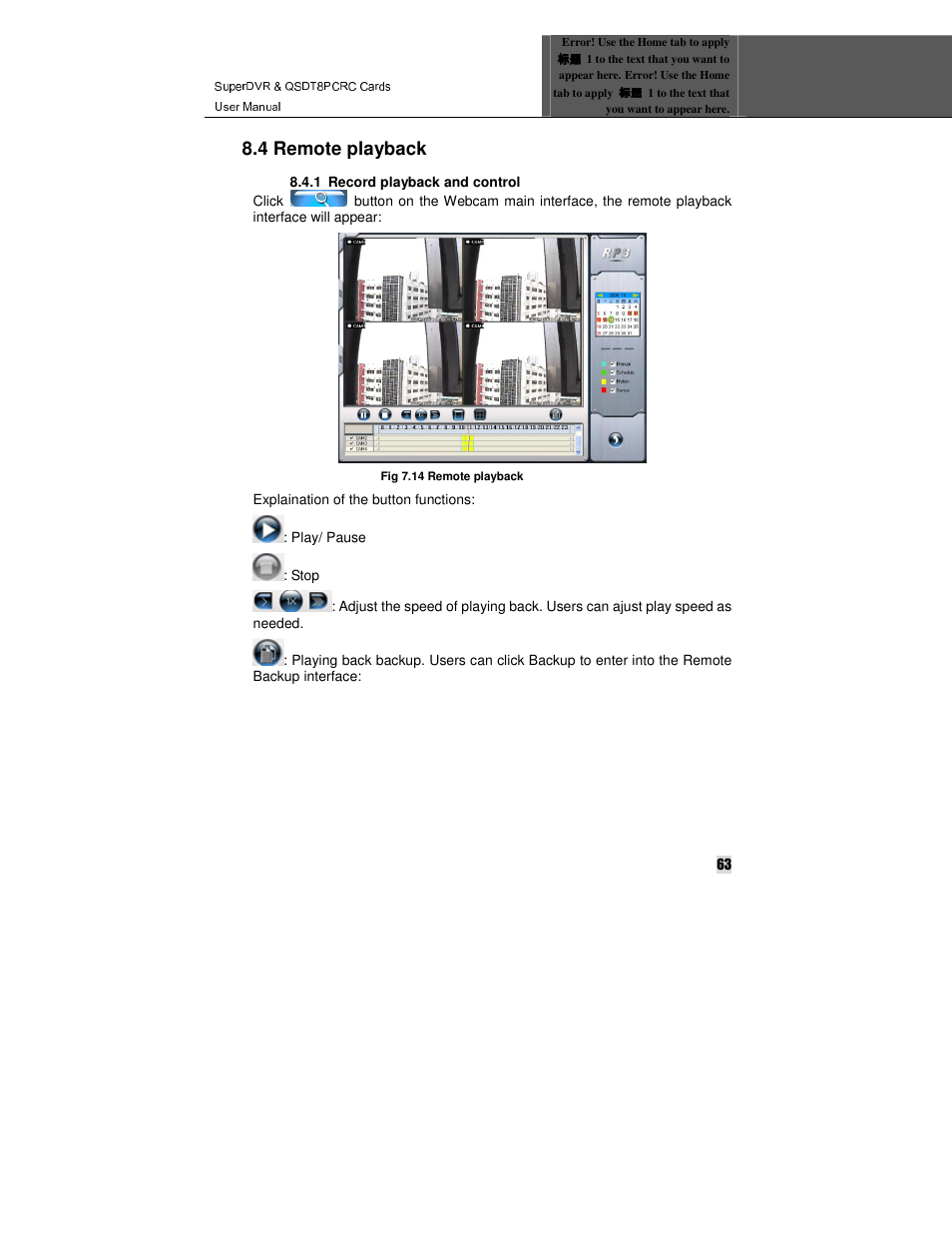 4 remote playback | Q-See QSDT8PCRC User Manual | Page 63 / 104