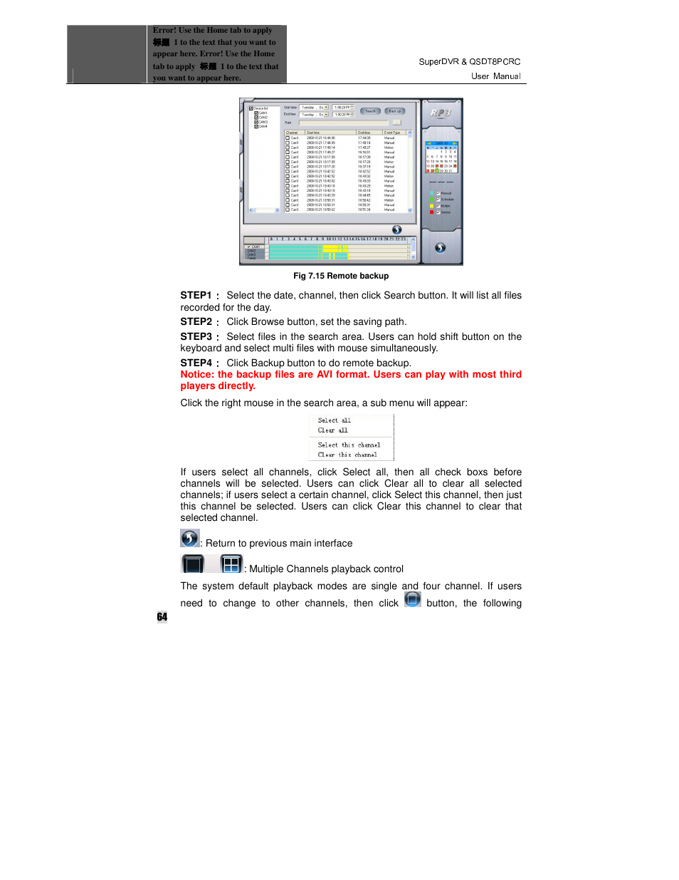 Q-See QSDT8PCRC User Manual | Page 64 / 104