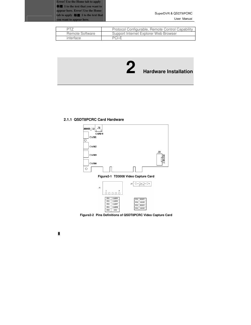 Hardware installation | Q-See QSDT8PCRC User Manual | Page 8 / 104