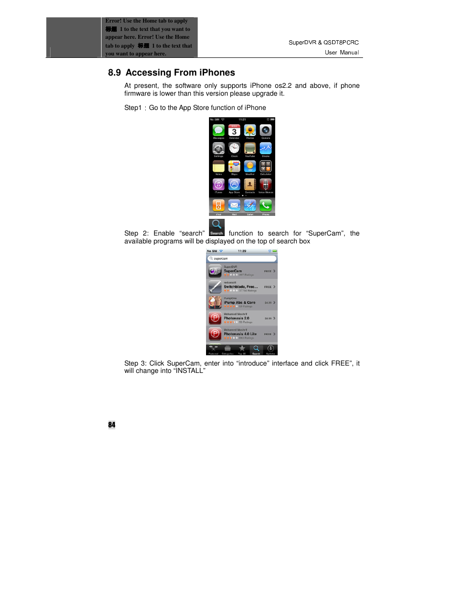 9 accessing from iphones | Q-See QSDT8PCRC User Manual | Page 84 / 104