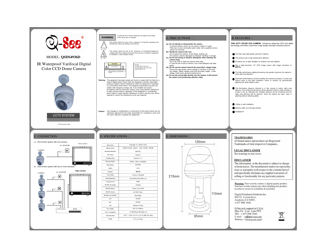 Q-See QSDS4936D User Manual | 1 page