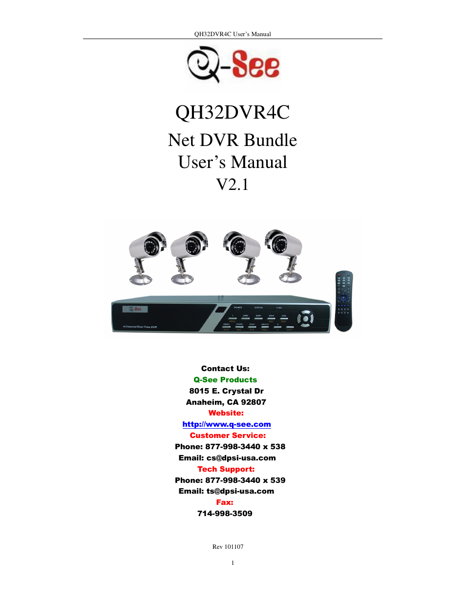 Q-See QSC26404 QH32DVR4C User Manual | 90 pages