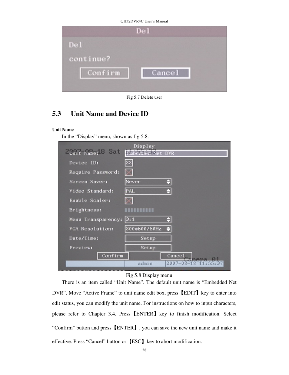 3 unit name and device id | Q-See QSC26404 QH32DVR4C User Manual | Page 38 / 90