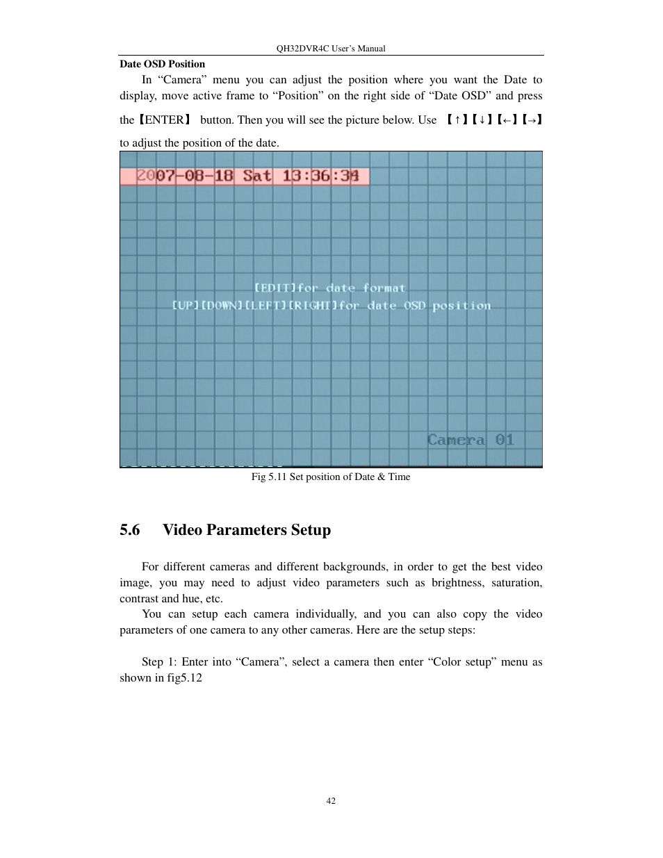 6 video parameters setup | Q-See QSC26404 QH32DVR4C User Manual | Page 42 / 90