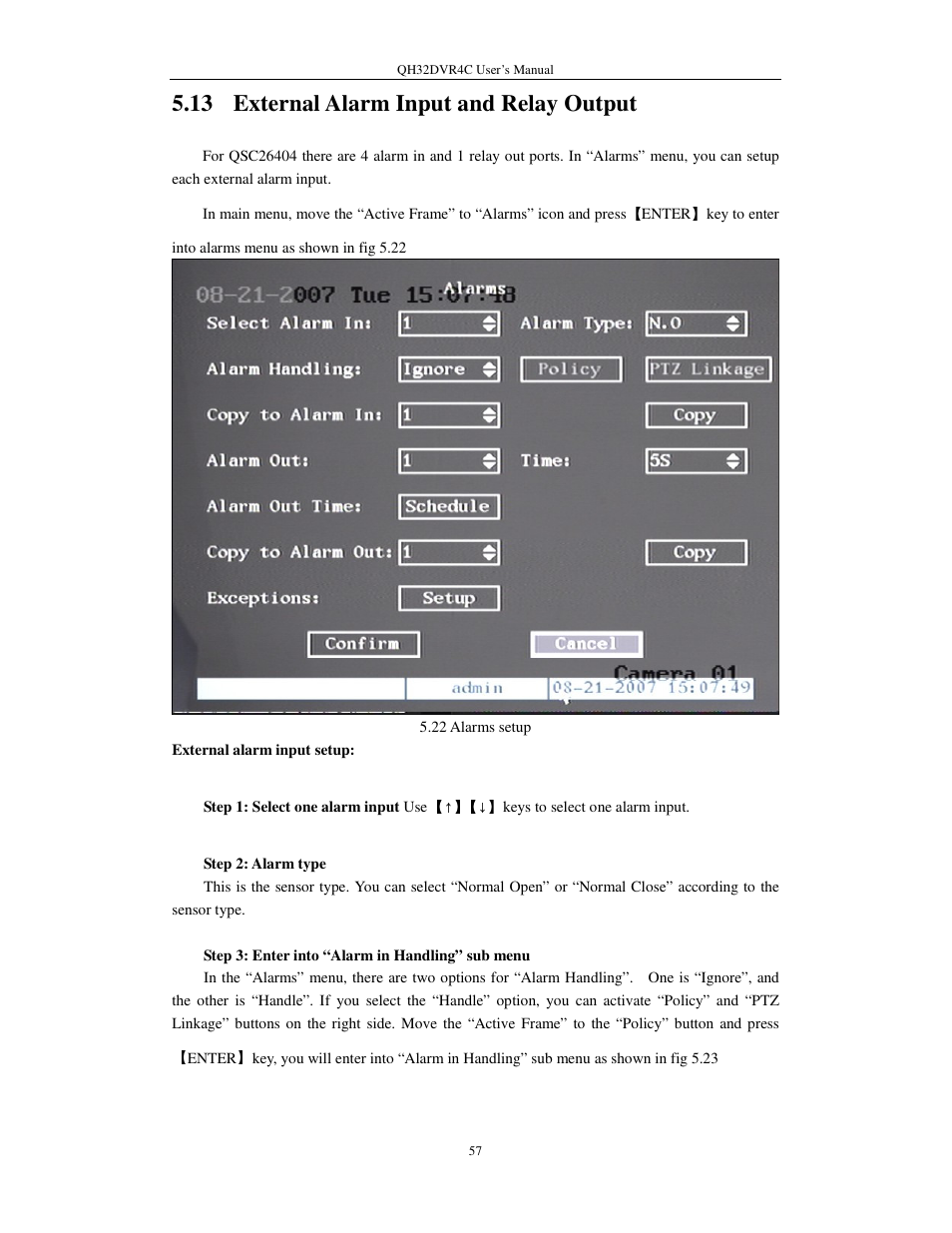 13 external alarm input and relay output | Q-See QSC26404 QH32DVR4C User Manual | Page 57 / 90