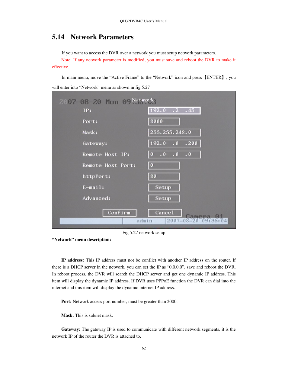 14 network parameters | Q-See QSC26404 QH32DVR4C User Manual | Page 62 / 90