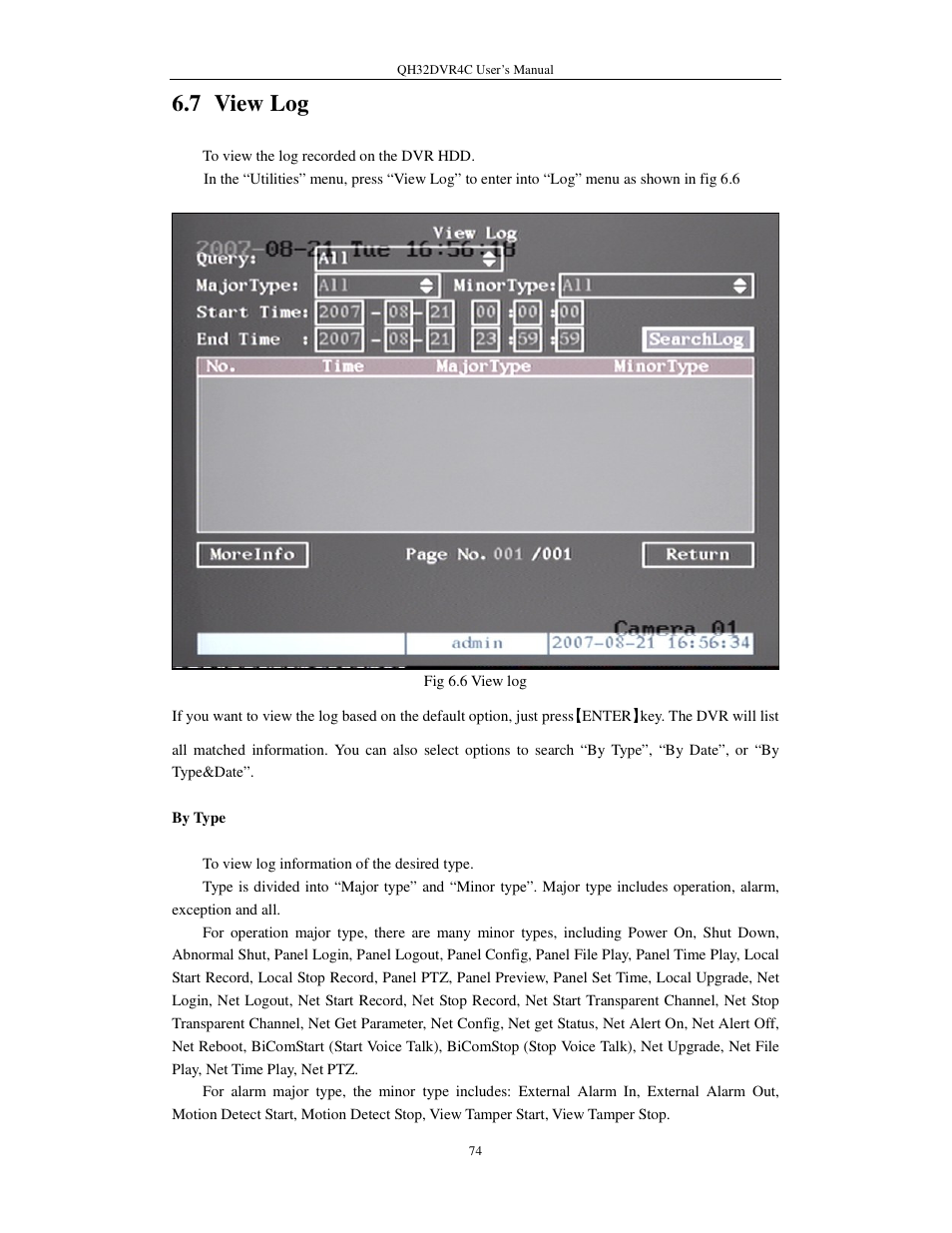 7 view log | Q-See QSC26404 QH32DVR4C User Manual | Page 74 / 90