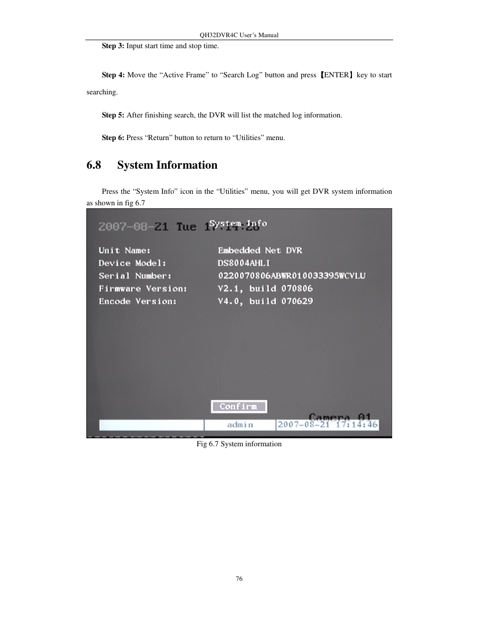 8 system information | Q-See QSC26404 QH32DVR4C User Manual | Page 76 / 90