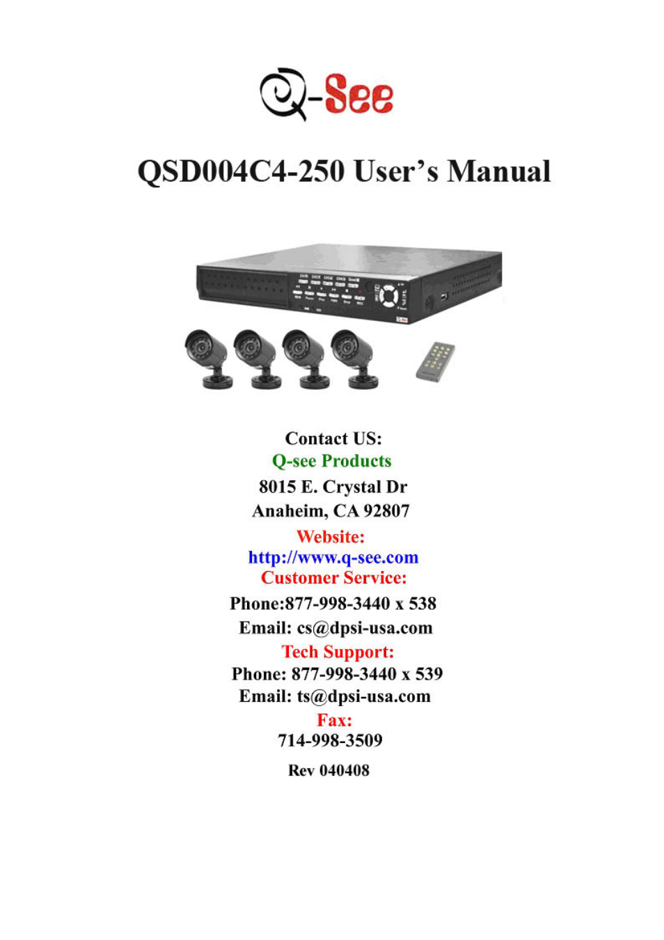 Q-See QSD004C4-250 User Manual | 23 pages