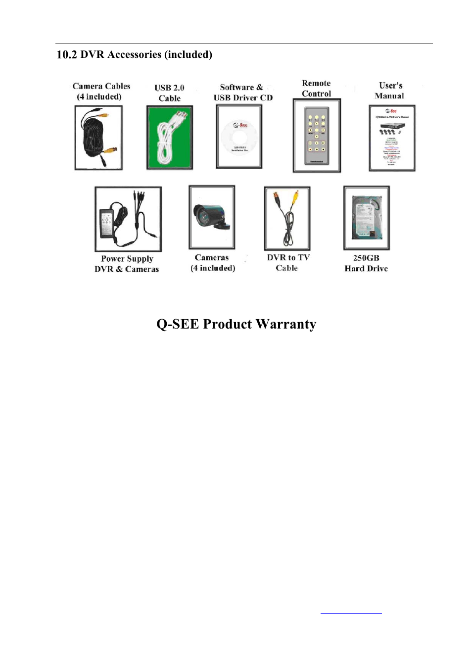 Q-see product warranty | Q-See QSD004C4-250 User Manual | Page 22 / 23