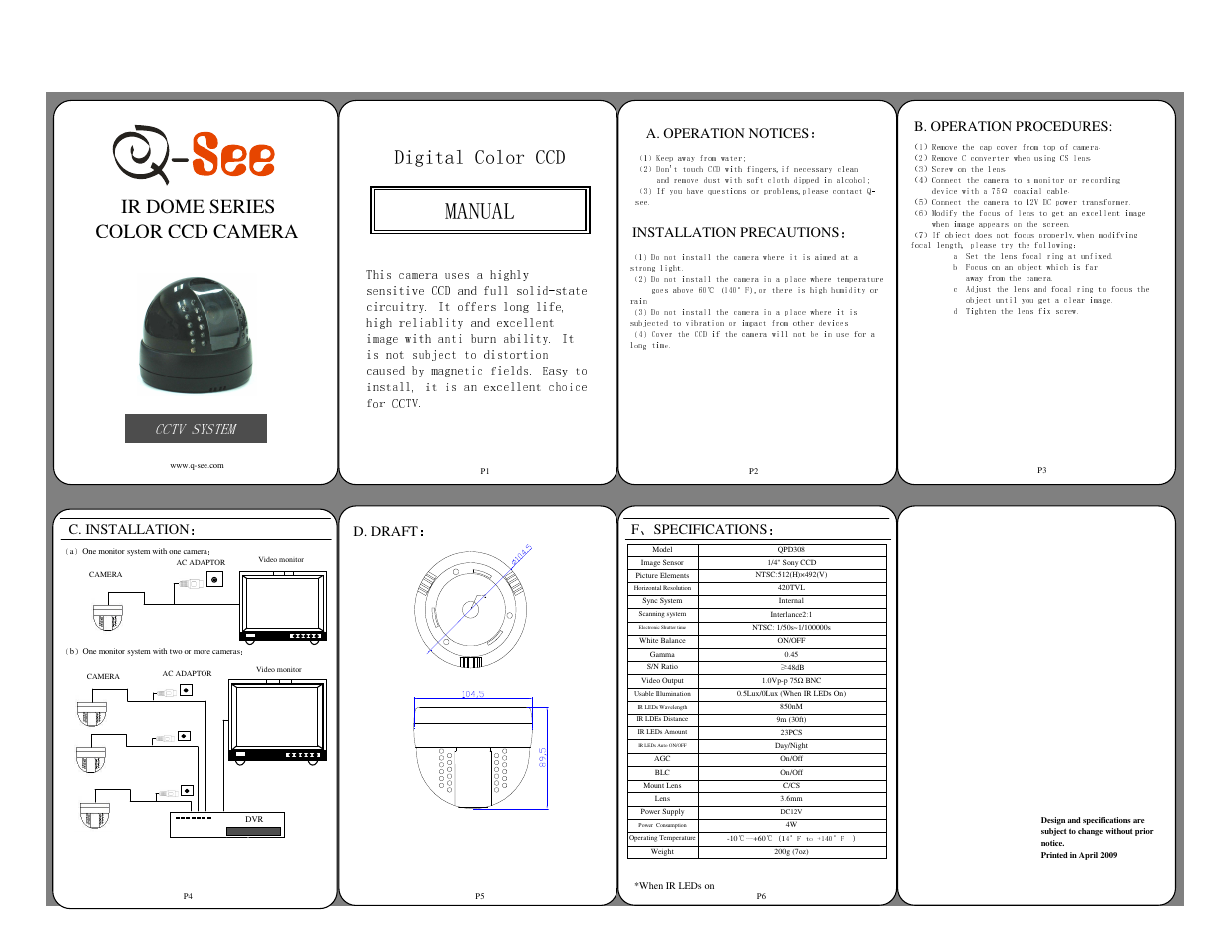 Q-See Security Camera User Manual | 3 pages