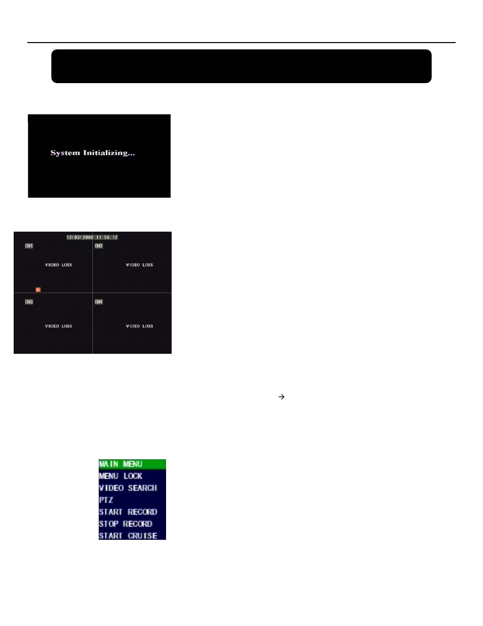 Chapter 4: dvr boot up, System initialization, Main interface | Pop-up menu, Qr404 user manual | Q-See QR404 User Manual | Page 11 / 46