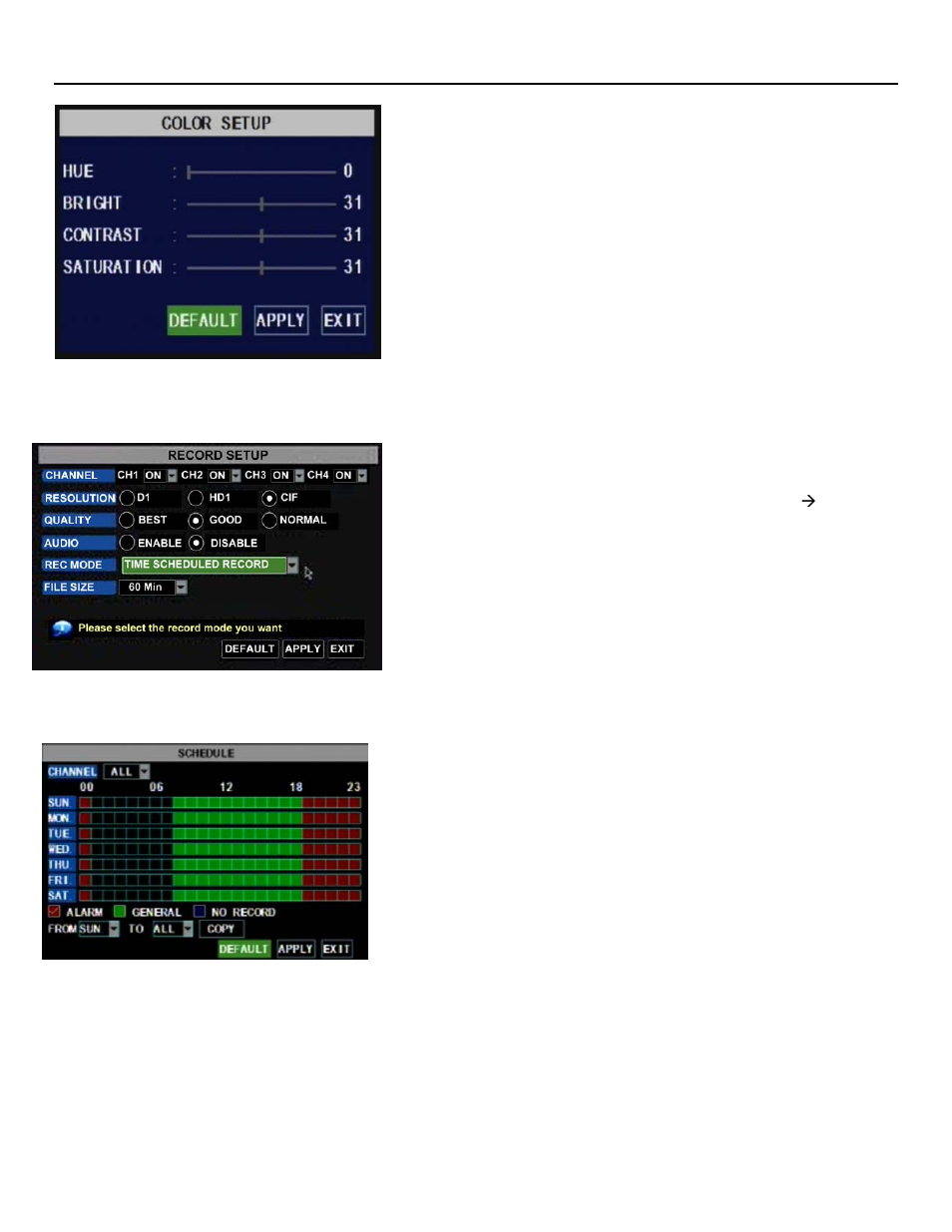 Record setup, Qr404 user manual | Q-See QR404 User Manual | Page 14 / 46