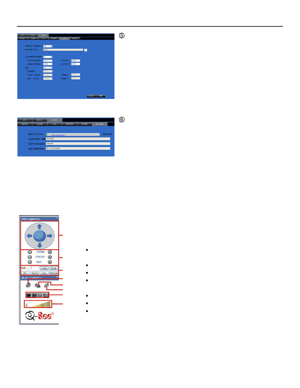 Logging out of net-viewer, Ptz and live play controls, Qr404 user manual | Q-See QR404 User Manual | Page 38 / 46