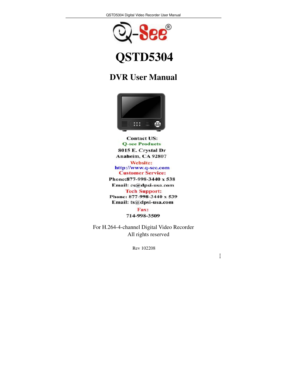 Q-See QSTD5304 User Manual | 61 pages