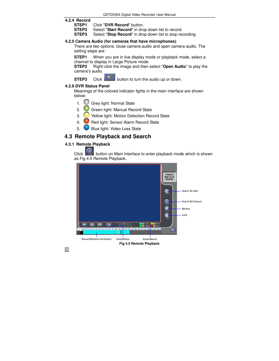 3 remote playback and search | Q-See QSTD5304 User Manual | Page 38 / 61