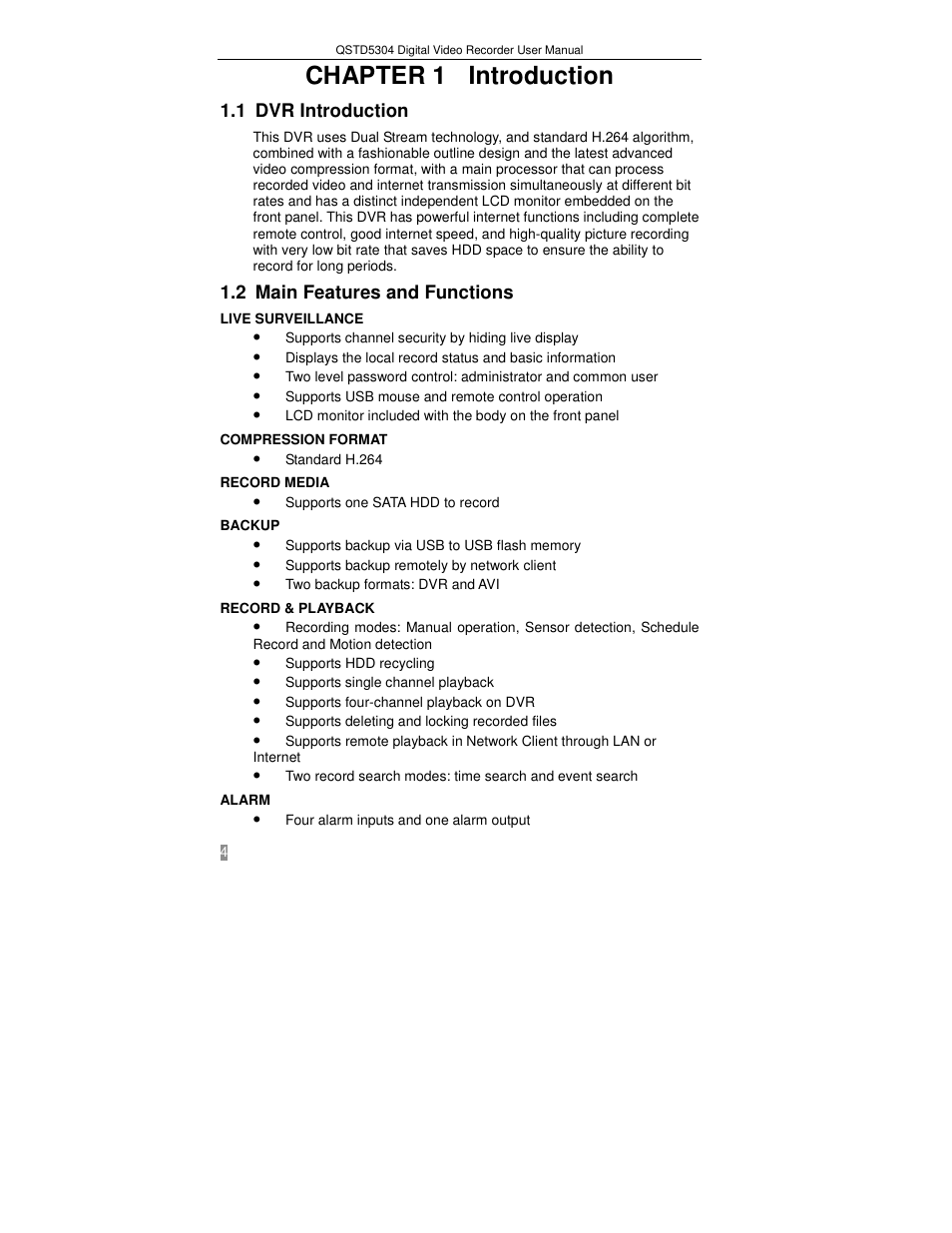 Chapter 1 introduction | Q-See QSTD5304 User Manual | Page 4 / 61