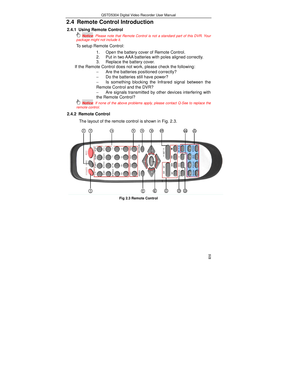 4 remote control introduction | Q-See QSTD5304 User Manual | Page 9 / 61