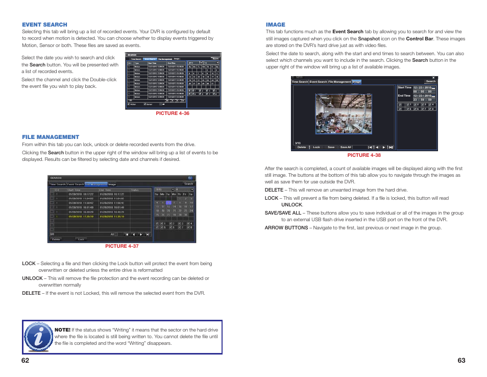 Event search, File management, Image | Q-See QSEE H264 User Manual | Page 32 / 49