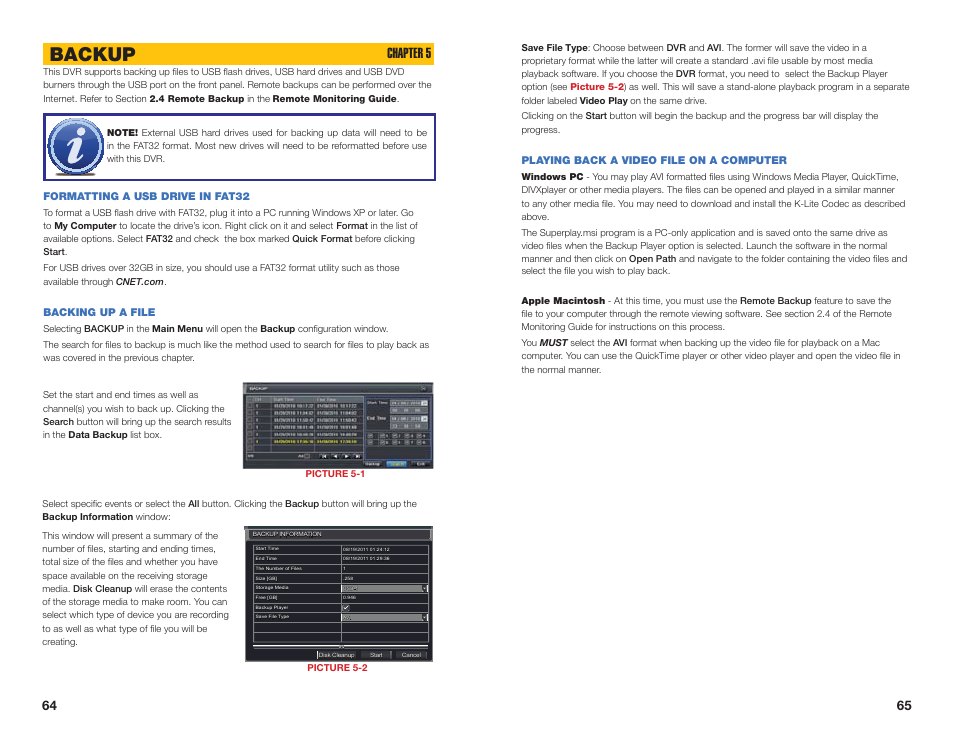 Backup, Chapter 5 | Q-See QSEE H264 User Manual | Page 33 / 49