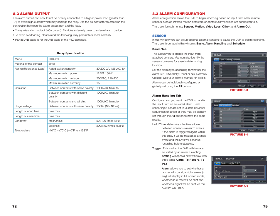 3 alarm configuration, Sensor, 2 alarm output | Q-See QSEE H264 User Manual | Page 40 / 49