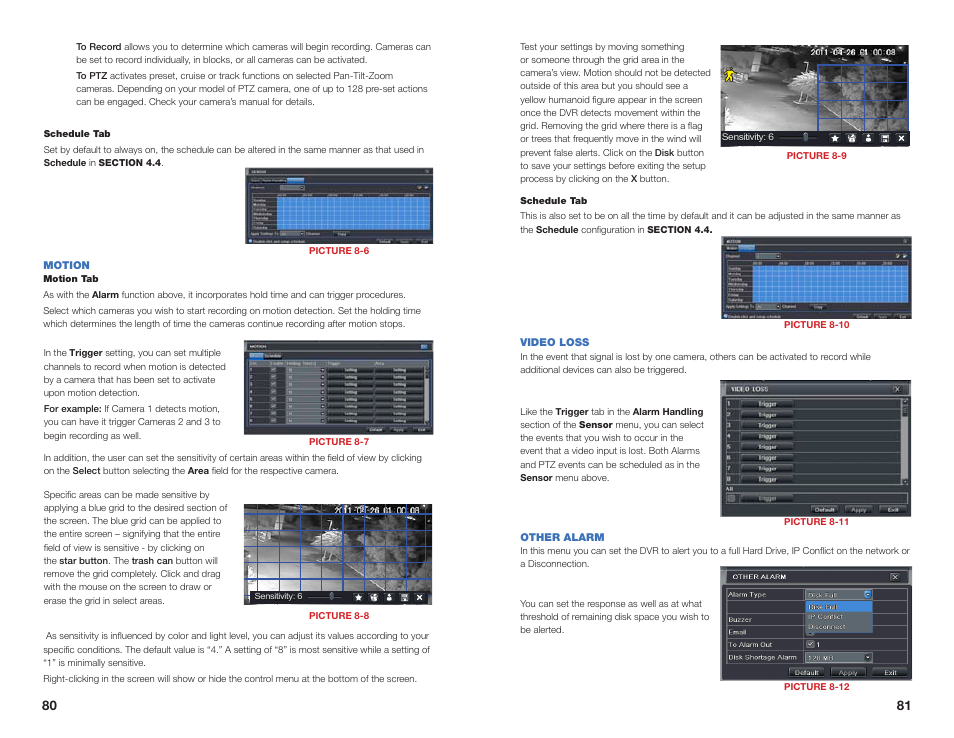 Motion, Video loss, Other alarm | Q-See QSEE H264 User Manual | Page 41 / 49