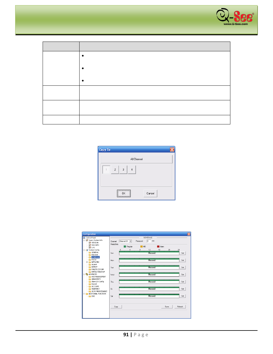 Schedule, Web operation | Q-See QC40198 User Manual | Page 100 / 141