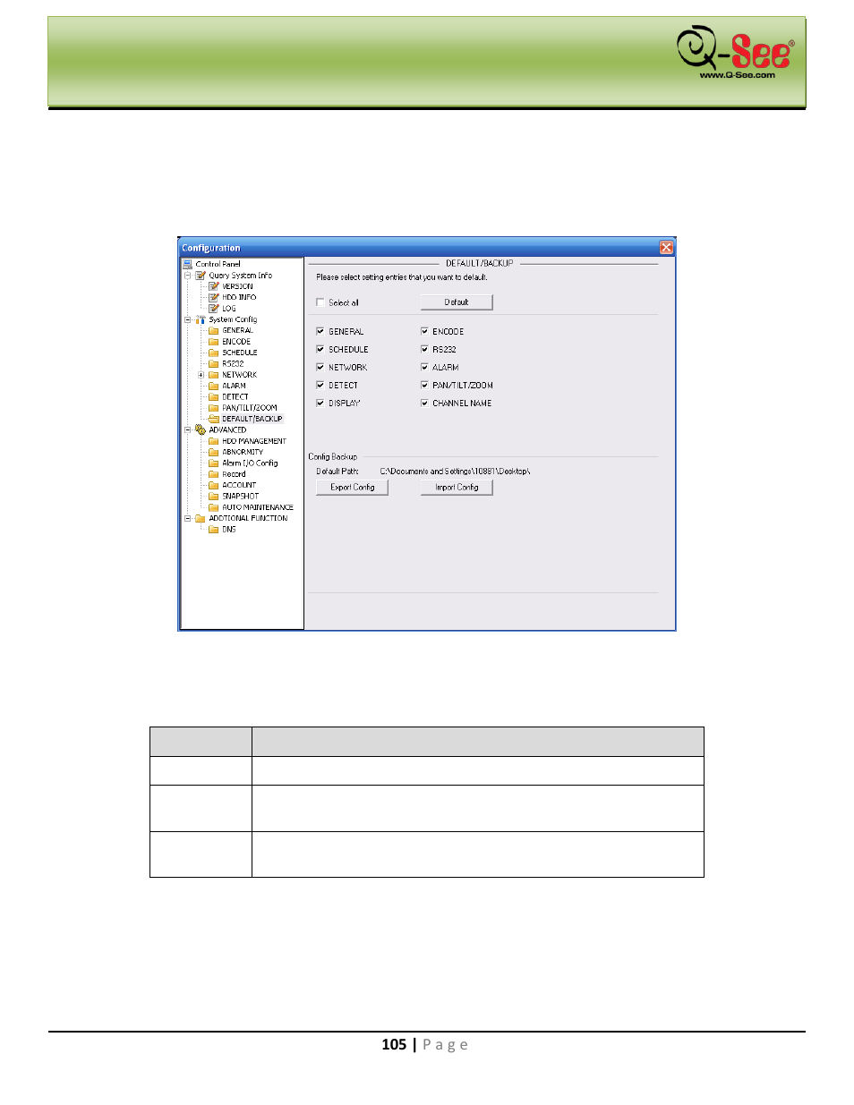 Default & backup, Web operation | Q-See QC40198 User Manual | Page 114 / 141