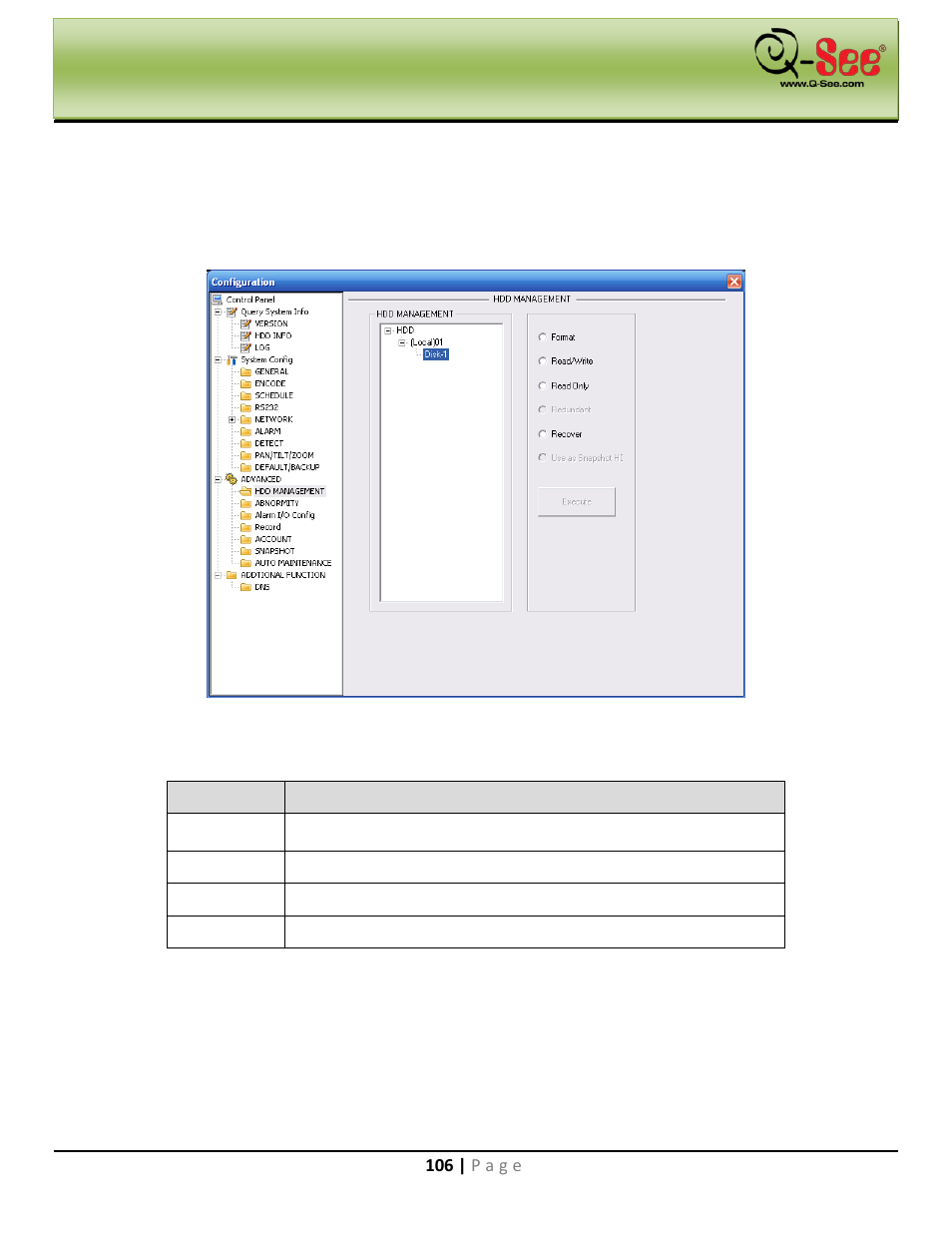 3 advanced, Hdd management, Web operation | Q-See QC40198 User Manual | Page 115 / 141
