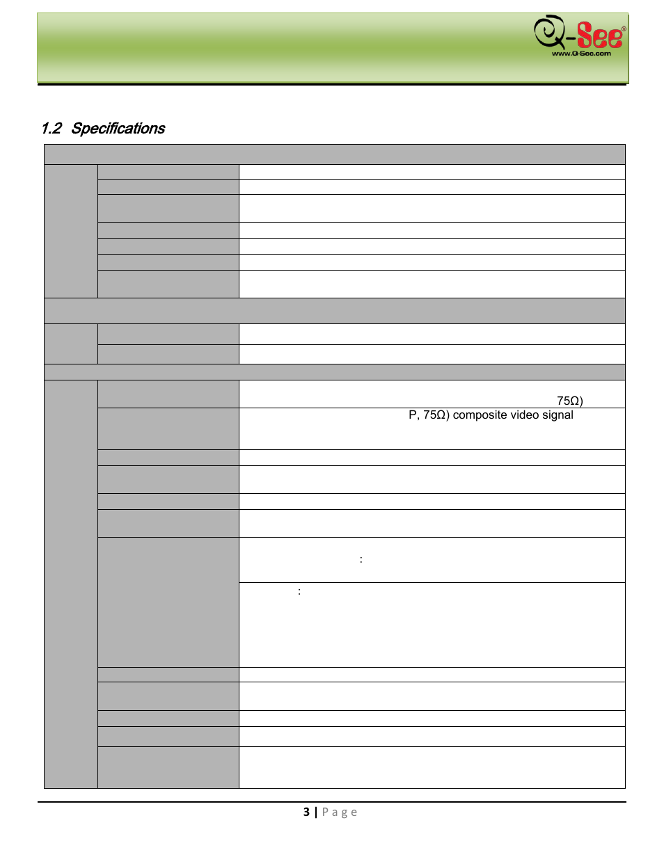 Specifications, Features & specifications | Q-See QC40198 User Manual | Page 12 / 141