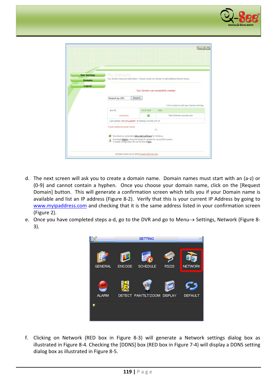 My q-see ddns | Q-See QC40198 User Manual | Page 128 / 141