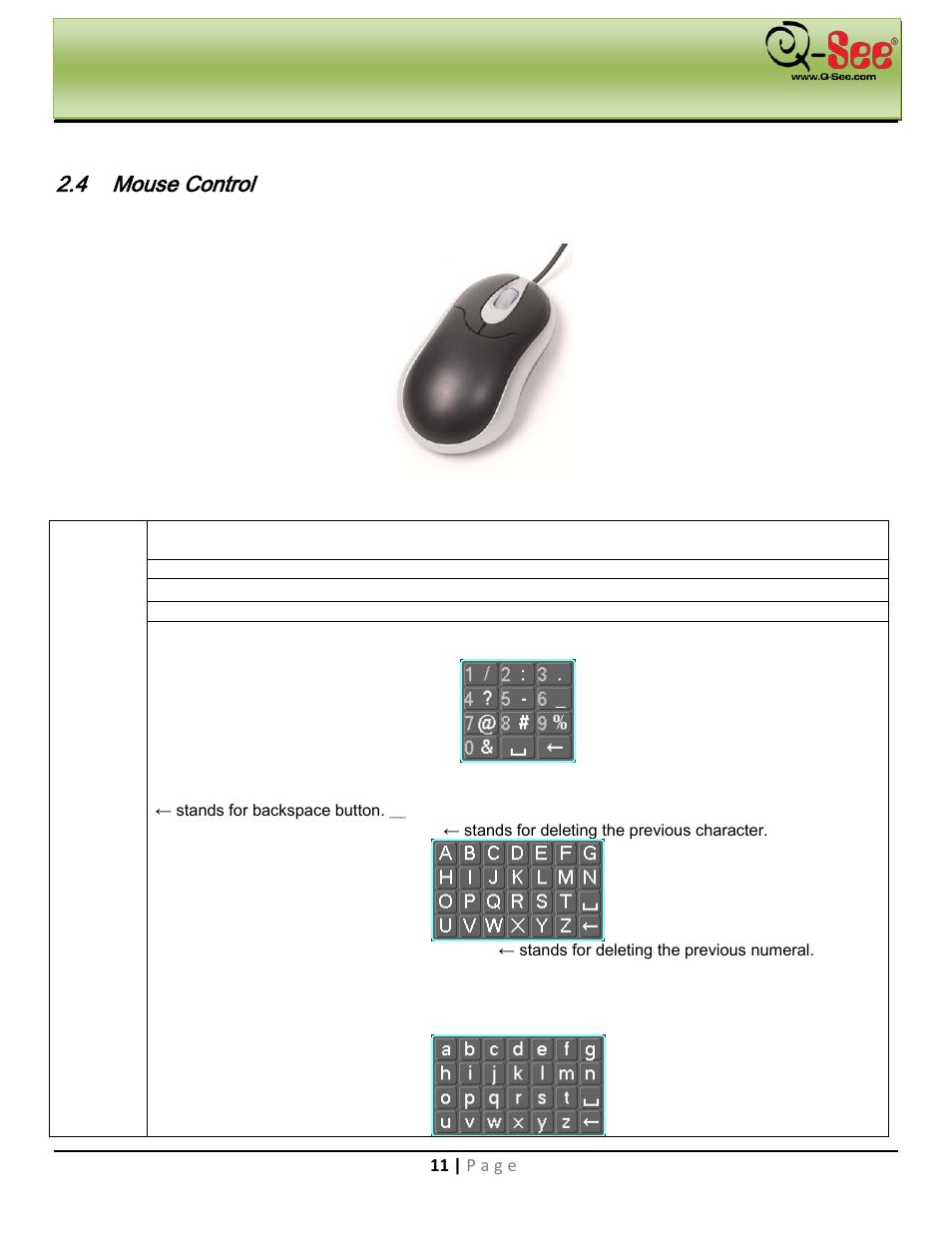 Mouse control, Controls | Q-See QC40198 User Manual | Page 20 / 141