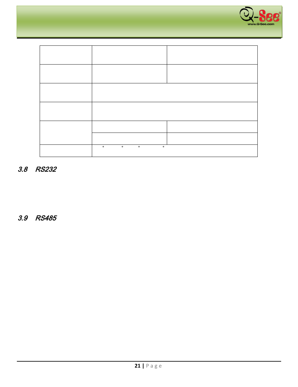 Rs232, Rs485, Installation & connection | Q-See QC40198 User Manual | Page 30 / 141