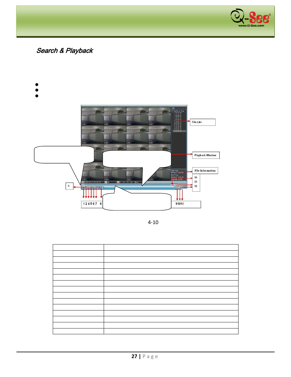 Search & playback, Search menu, Navigation and controls | Q-See QC40198 User Manual | Page 36 / 141