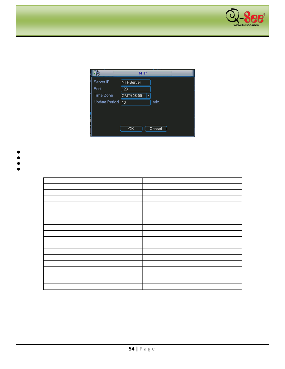 Ntp setup, Main menu | Q-See QC40198 User Manual | Page 63 / 141