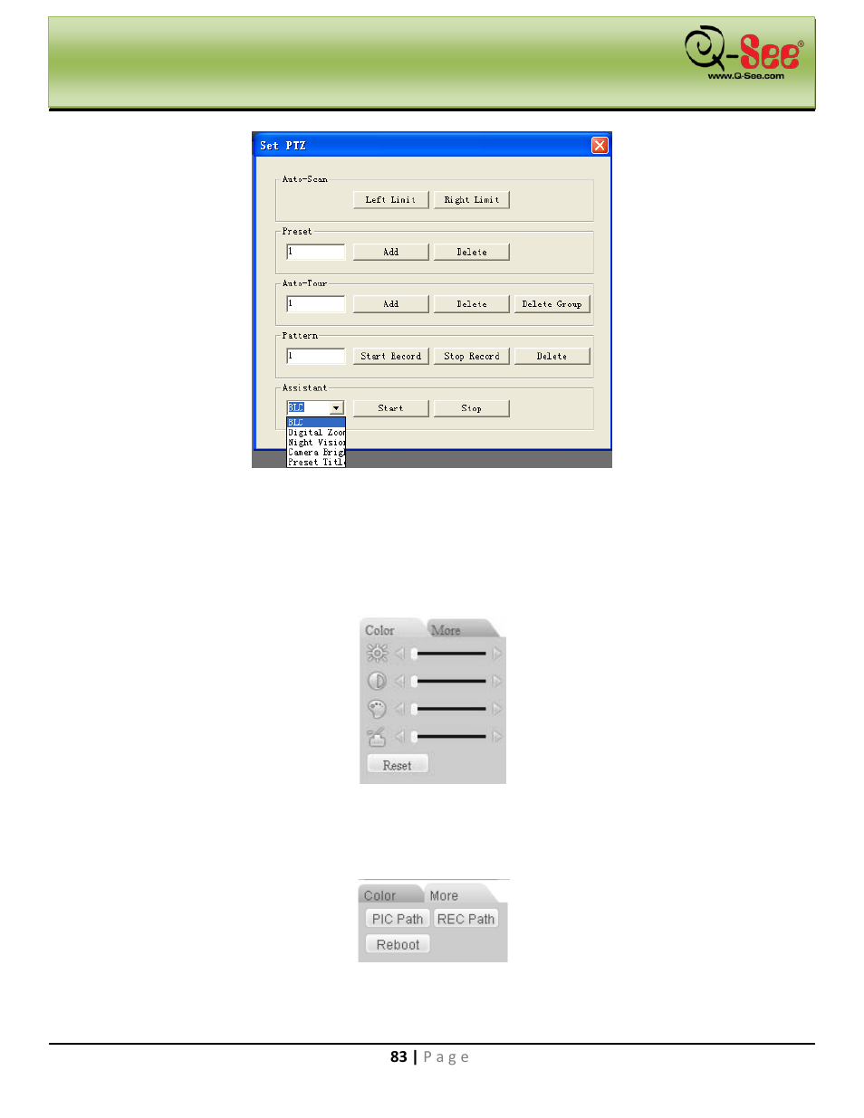 3 color, 4 picture path and record path, Web operation | Q-See QC40198 User Manual | Page 92 / 141