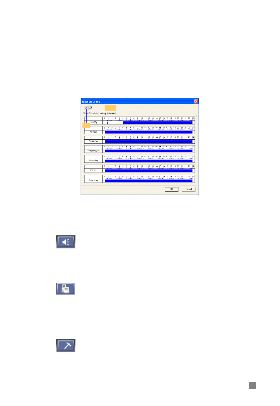 Parameter setting, Schedule record, Alarm configuration | Network configuration, User configuration, Management tools, 4 alarm configuration, 5 network configuration, 6 user configuration, 7 manage tools | Q-See QSDF8204 User Manual | Page 45 / 61