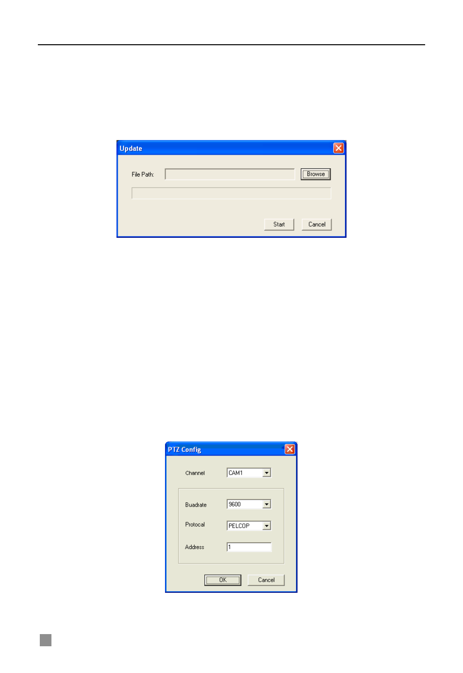 Disk management, Firmware update, Select the path to the updating file | Load default, System information, System log, Remote ptz, Parameters, 5 remote ptz | Q-See QSDF8204 User Manual | Page 46 / 61