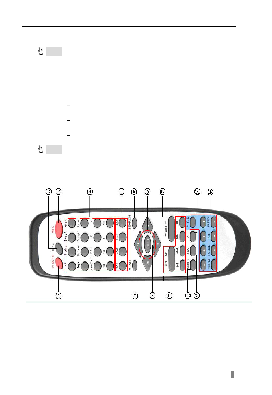 Remote control introduction, Using remote control, Open the battery cover of remote control | Replace the battery cover, Remote control, The layout of the remote control is shown below, 4 remote control introduction, 1 use remote control, 2 remote control | Q-See QSDF8204 User Manual | Page 9 / 61