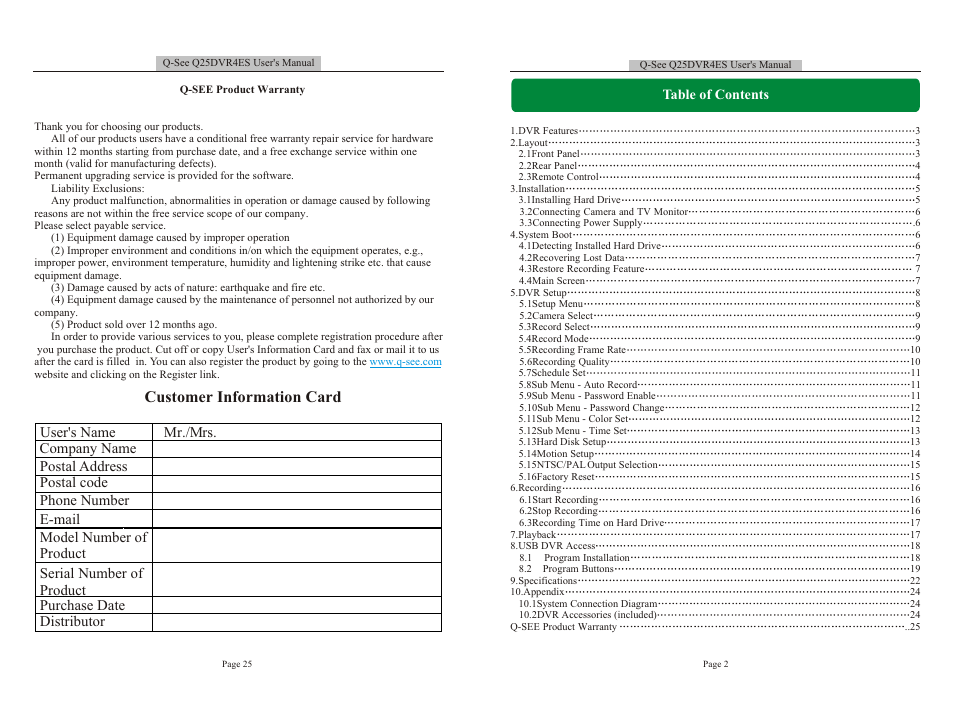 Q-See DVR User Manual | Page 3 / 14
