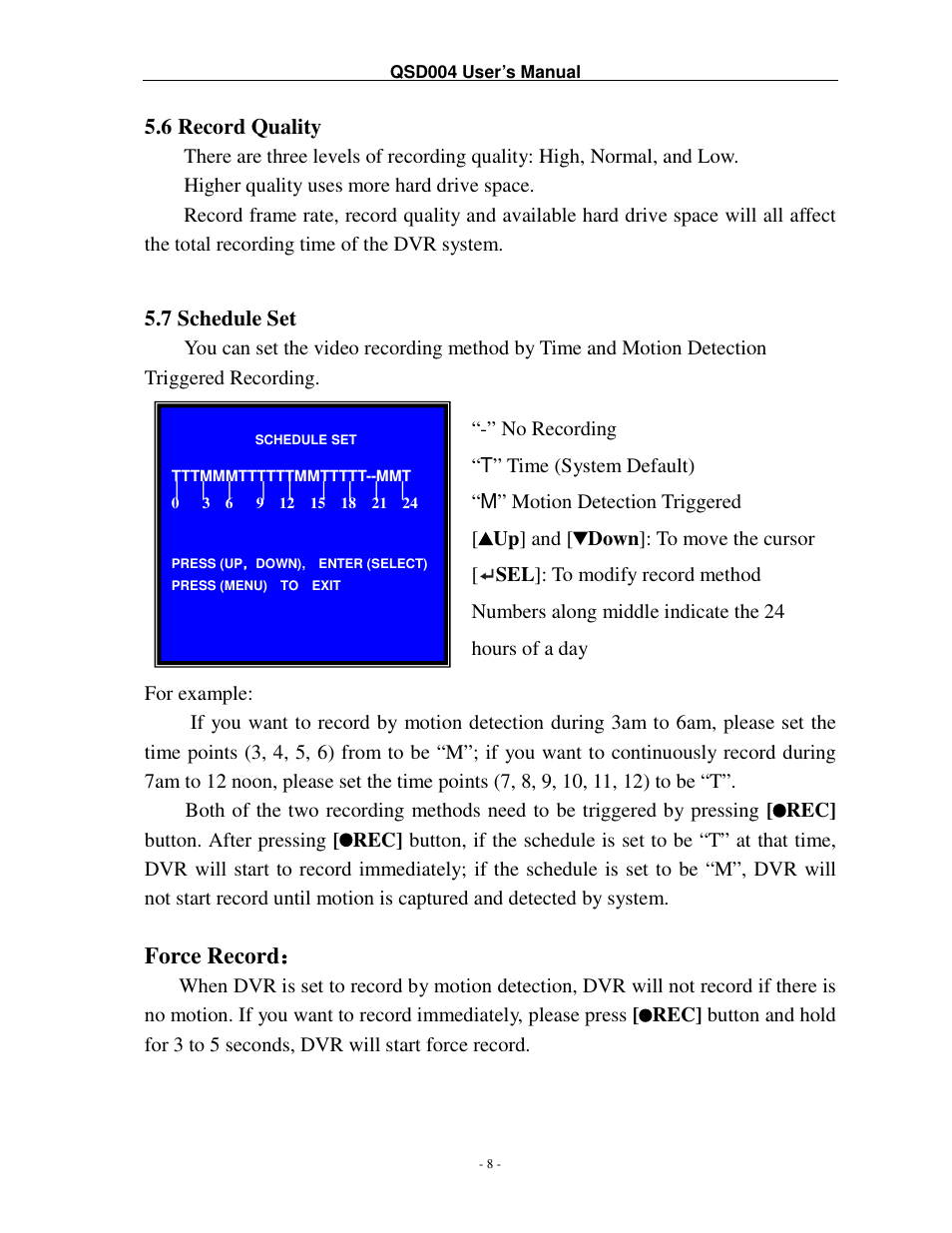 Force record | Q-See QSD004 User Manual | Page 11 / 22