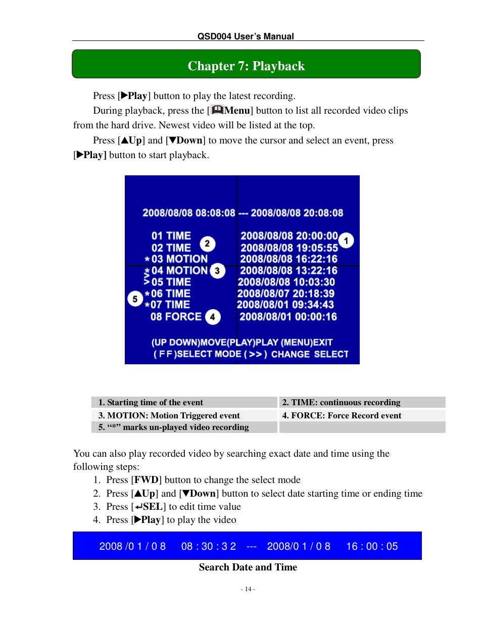 Chapter 7: playback | Q-See QSD004 User Manual | Page 17 / 22
