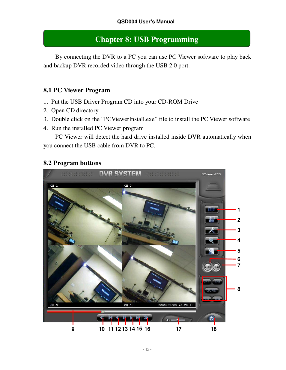 Chapter 8: usb programming | Q-See QSD004 User Manual | Page 18 / 22