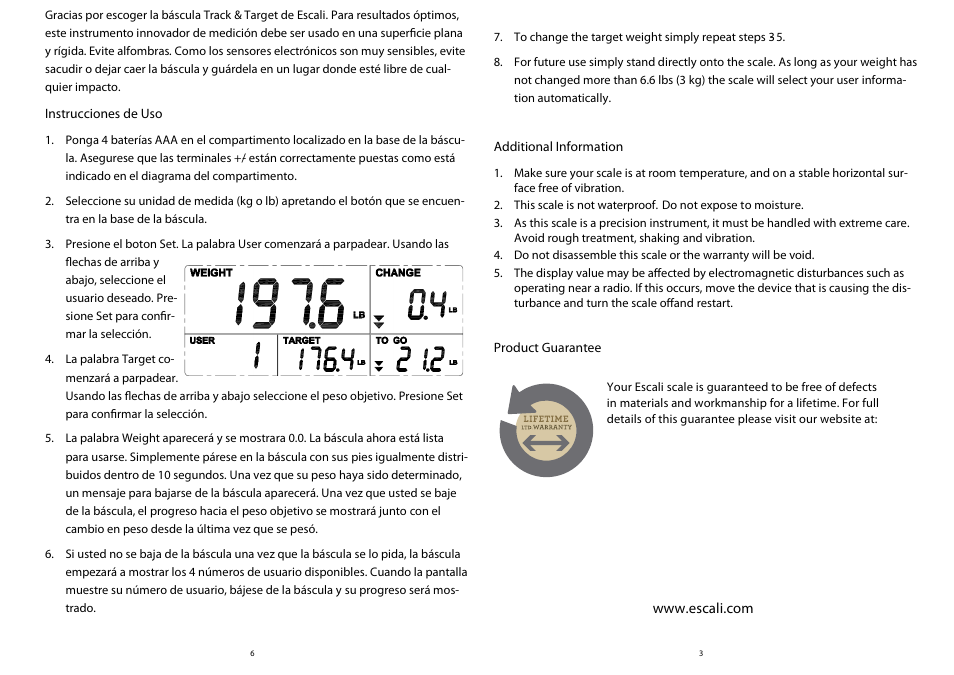 Escali TRACK & TARGET USTT180 User Manual | Page 3 / 4