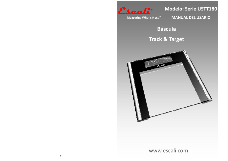 Escali, Báscula track & target | Escali TRACK & TARGET USTT180 User Manual | Page 4 / 4