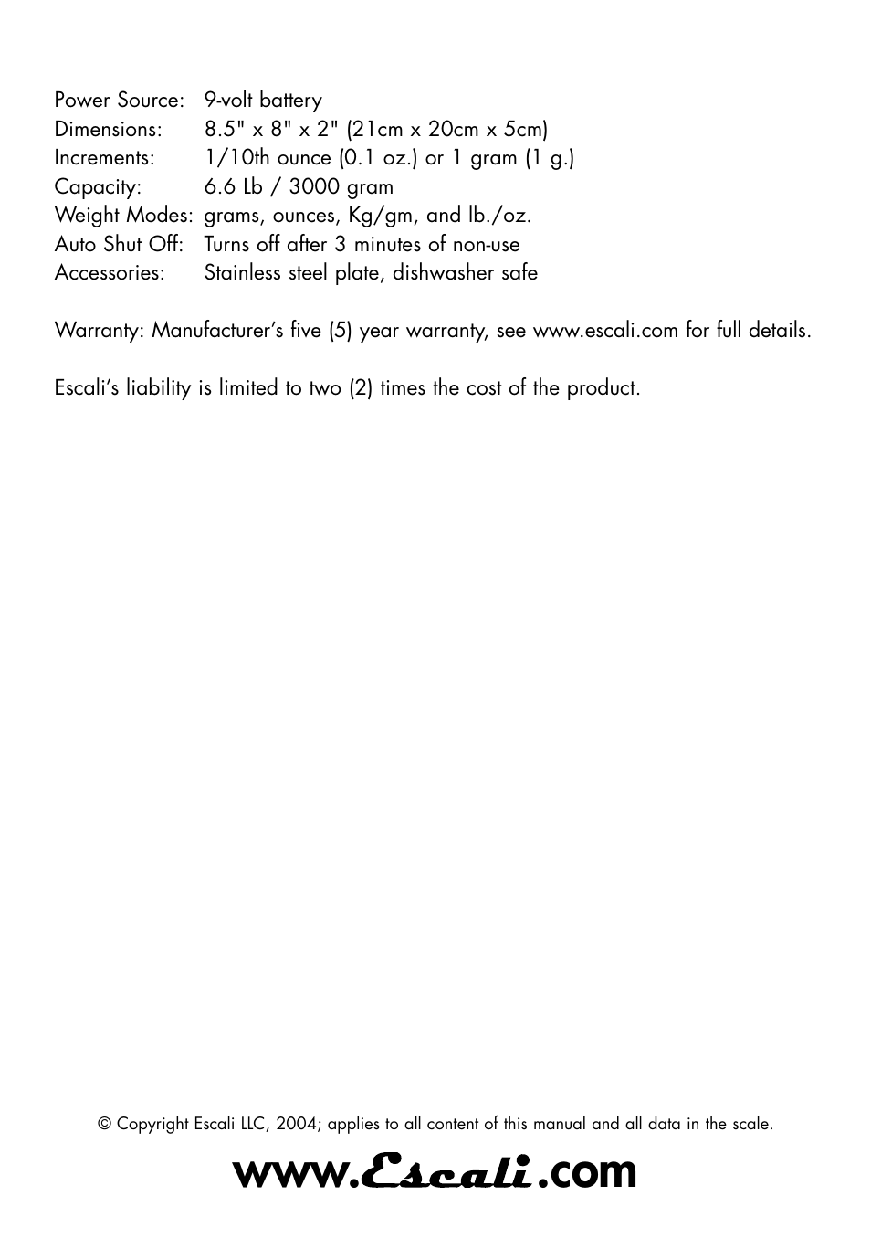 Escali Cibo User Manual | Page 6 / 21