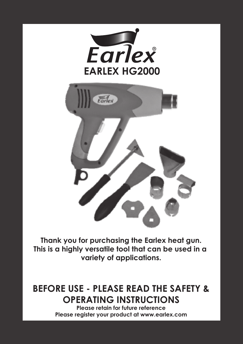 Earlex HG2000 User Manual | 4 pages