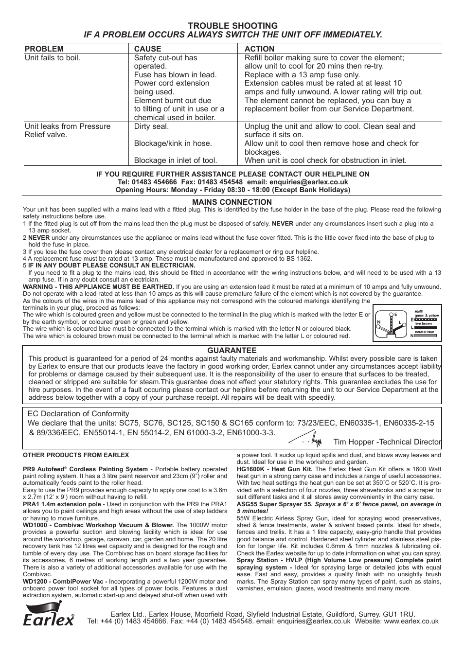 Earlex SC150 User Manual | Page 8 / 8
